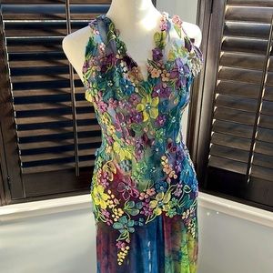 Ema Savahl vintage oil painted crystal and flower dress